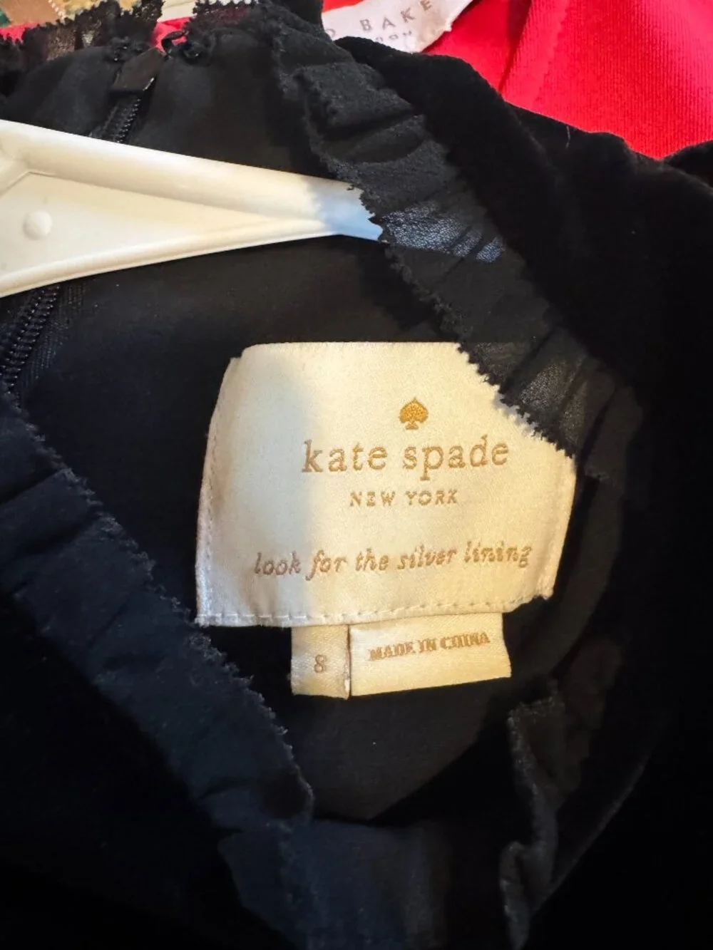 Kate Spade Black Velvet Dress Size 8